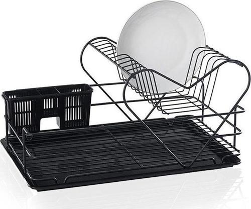 48x22x33cm cm Siyah Krom Kalpli Katlı Bulaşık Sepeti KB-016994