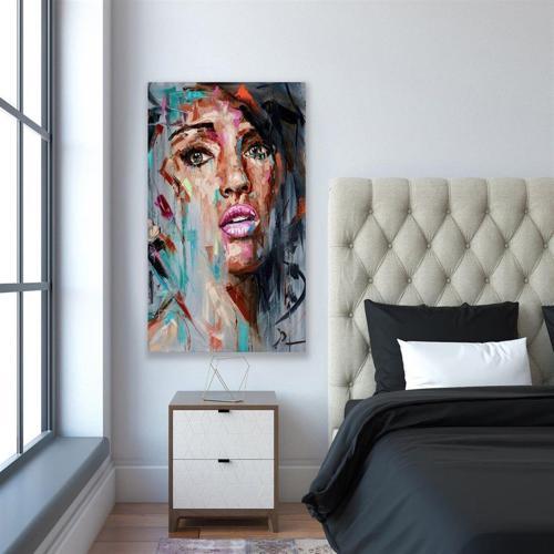 Abstract Women Yağlı Boya Dokulu Tablo 100X150 Siyah Çerçeveli