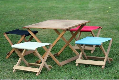 Katlanır Masa Ve Tabure Seti Balıkçı Taburesi Kamp Masa Sandalye Seti Piknik Seti Natural