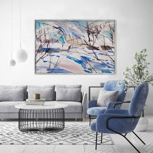 A Day In Alaska Yağlı Boya Dokulu Tablo 90X120 Gümüş Çerçeveli