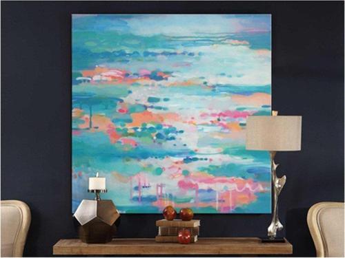 Akıntı Yağlı Boya Dokulu Tablo 50X50 Siyah Çerçeveli