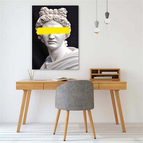 Apollon Heykeli Yağlı Boya Dokulu Tablo 90X120 Siyah Çerçeveli