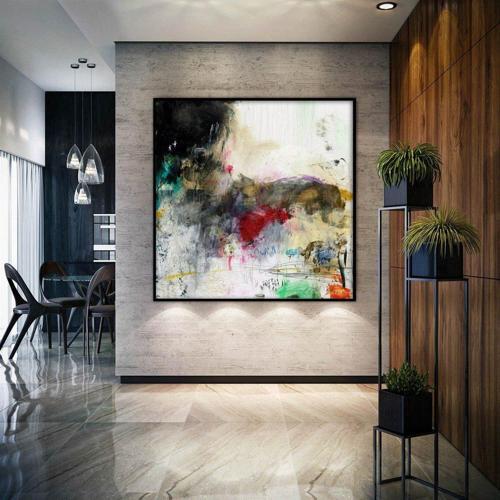 Behind The Dark Yağlı Boya Dokulu Tablo 80X80 Gold Çerçeveli