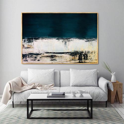 Aydınlığa Düşen Karanlık Yağlı Boya Dokulu Tablo 100X150 Siyah Çerçeveli