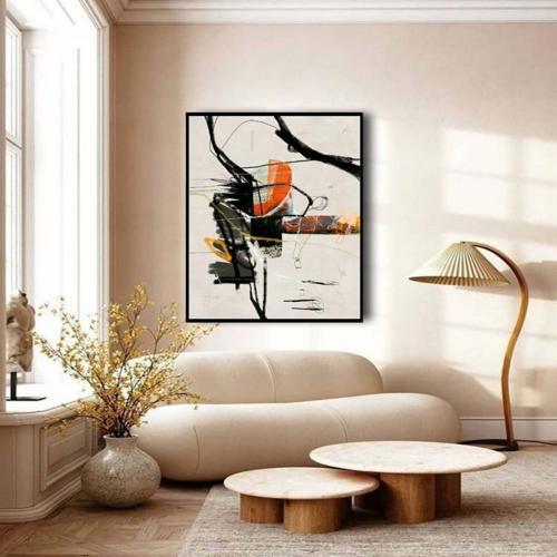 Bebas Yağlı Boya Dokulu Tablo 75X100 Siyah Çerçeveli