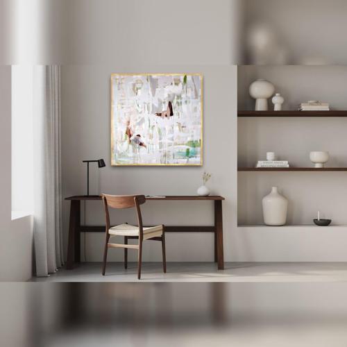 Budova Yağlı Boya Dokulu Tablo 80X80 Gold Çerçeveli