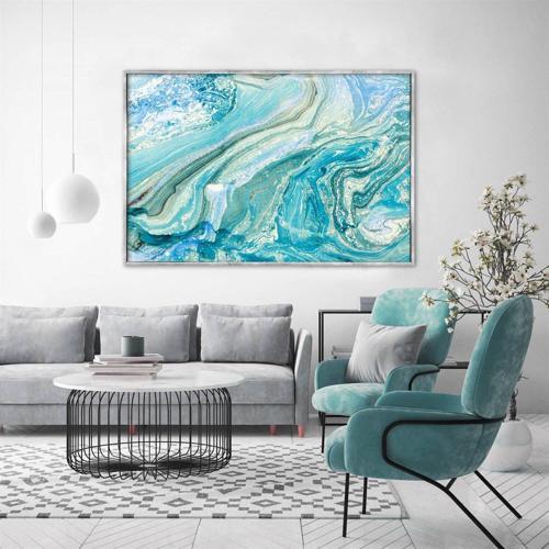 Blue Mess Yağlı Boya Dokulu Tablo 75X100 Gümüş Çerçeveli