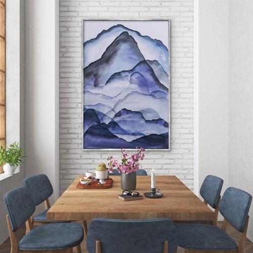 Blue Mountains Yağlı Boya Dokulu Tablo 75X100 Siyah Çerçeveli