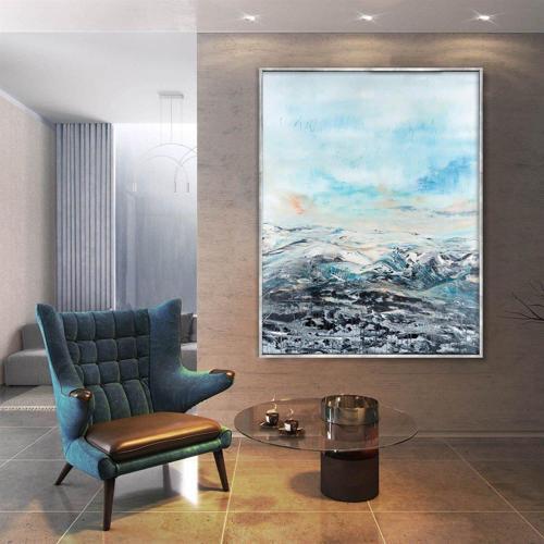 Buzul Yağlı Boya Dokulu Tablo 60X90 Siyah Çerçeveli