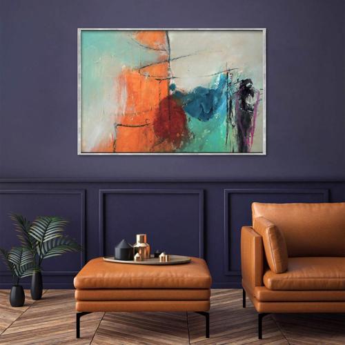 Blue Smile Yağlı Boya Dokulu Tablo 90X120 Gümüş Çerçeveli