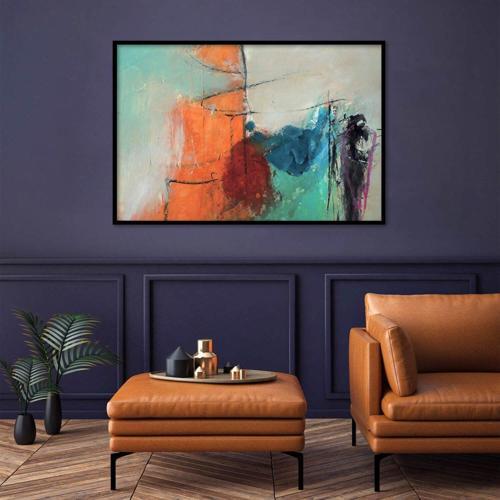 Blue Smile Yağlı Boya Dokulu Tablo 90X120 Siyah Çerçeveli