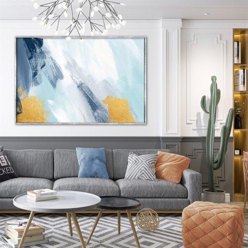 Brush Strokes Yağlı Boya Dokulu Tablo 100X150 Gümüş Çerçeveli