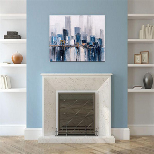 City Of Smurfs Yağlı Boya Dokulu Tablo 75X100 Gold Çerçeveli