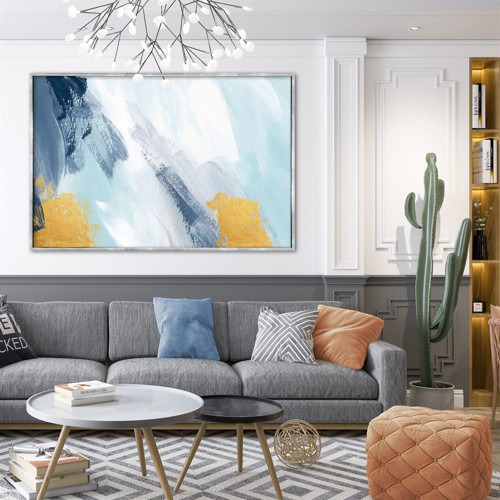 Brush Strokes Yağlı Boya Dokulu Tablo 60X90 Gümüş Çerçeveli