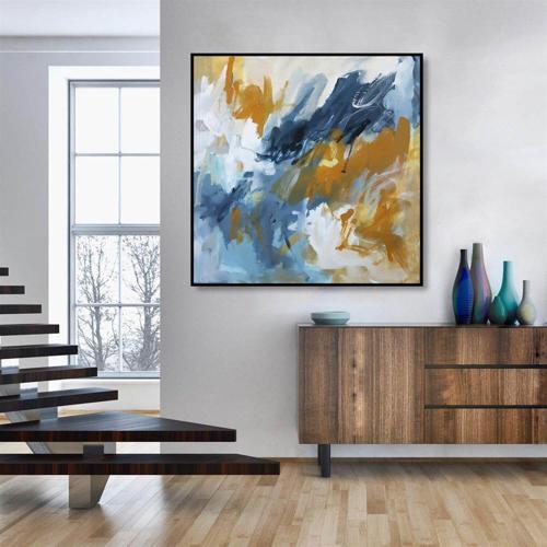 Casper Yağlı Boya Dokulu Tablo 100X100 Gümüş Çerçeveli