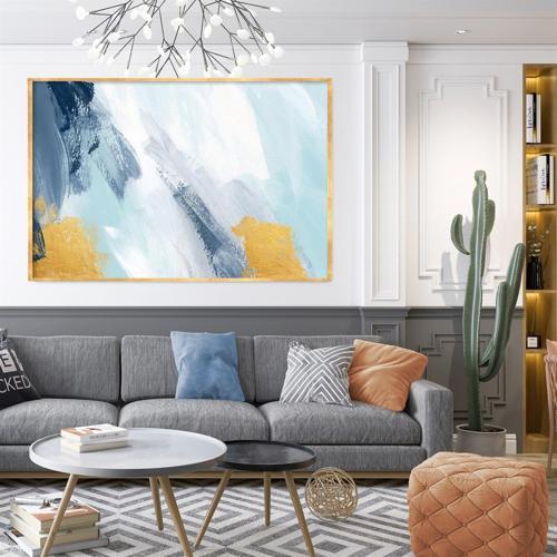 Brush Strokes Yağlı Boya Dokulu Tablo 75X100 Gold Çerçeveli