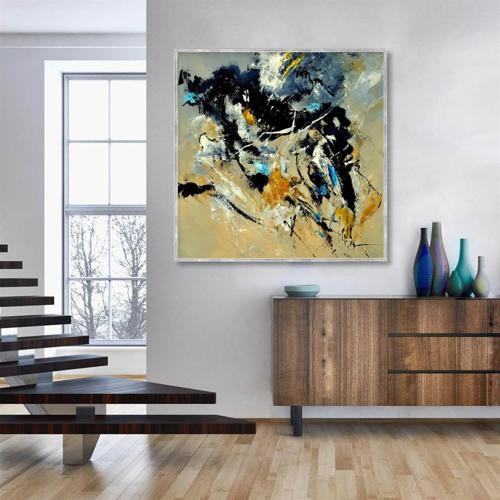 Collapse Yağlı Boya Dokulu Tablo 100X100 Gümüş Çerçeveli