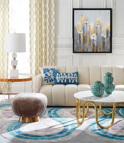 Bud Flower Yağlı Boya Dokulu Tablo 80X80 Siyah Çerçeveli