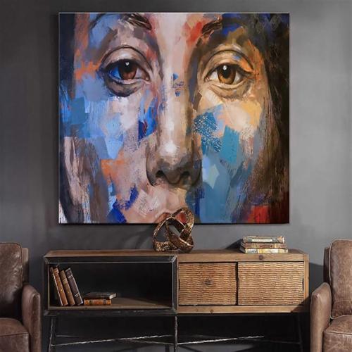 Colorful Woman Yağlı Boya Dokulu Tablo 50X70 Siyah Çerçeveli