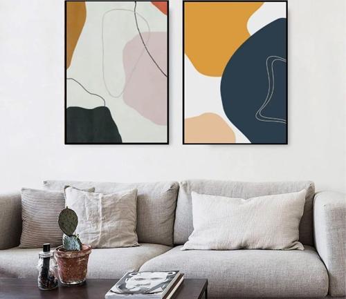 Crane İkili Set Yağlı Boya Dokulu Tablo 50X70 Gümüş Çerçeveli