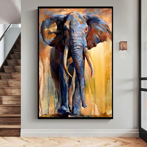 Elephant Yağlı Boya Dokulu Tablo 100X150 Siyah Çerçeveli