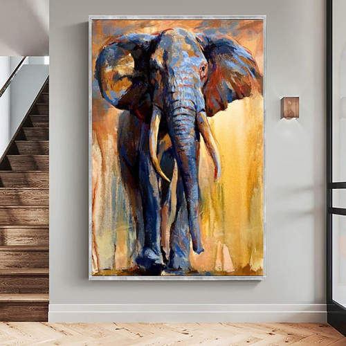 Elephant Yağlı Boya Dokulu Tablo 50X70 Gümüş Çerçeveli