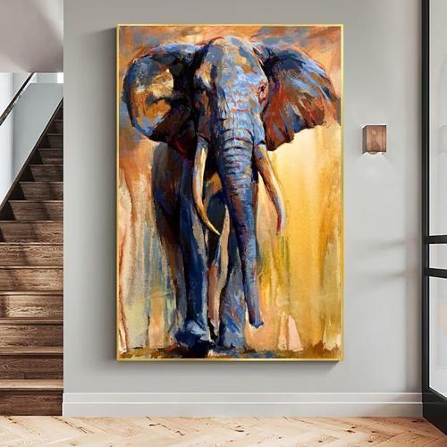 Elephant Yağlı Boya Dokulu Tablo 90X120 Gold Çerçeveli