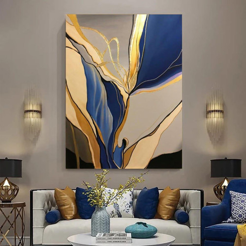 Elegant Navy Yağlı Boya Dokulu Tablo 60X90 Çerçevesiz