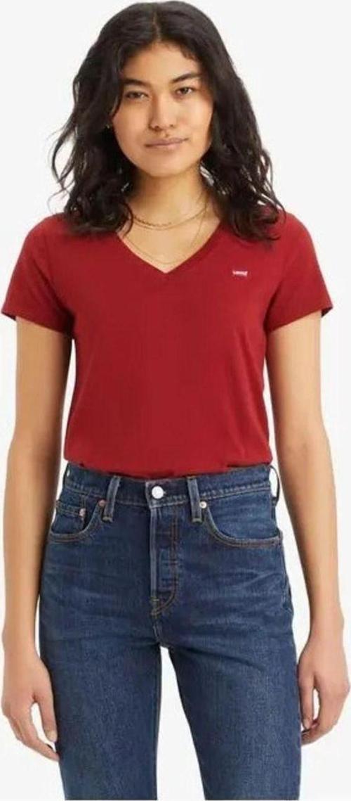 Kadın V Yaka Bordo T-shirt - A3170-0026