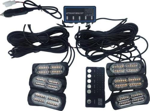 17 fonksiyonlu çakar lamba 12-30v 24 led 6 adet sarı*sarı set / LAPA549-1