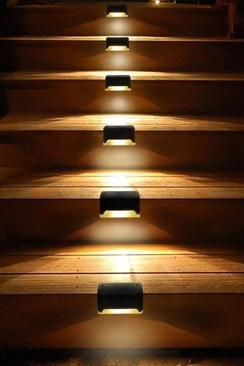 Solar Güneş Enerjili Köşebent Merdiven Veranda Bahçe Led Lamba Tekli Dekor Bahçe Aydınlatma 1 Adet DG-998