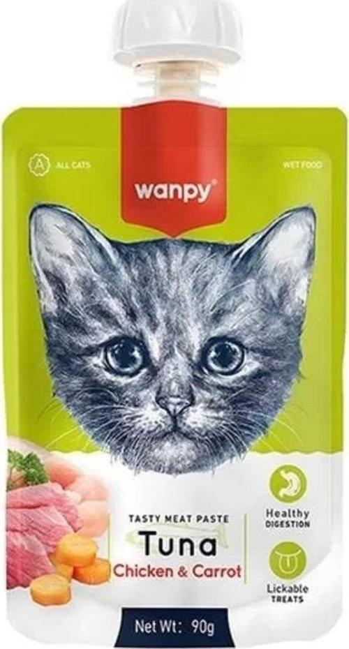PIWP-038 6927749871545-Wanpy Taze Ton, Balıklı&Tavuklu 10 ADET Kedi Et Ezmesi 90 gr