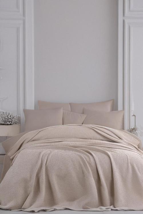 Ecocel Pike Örtü Battal King 240x230cm Karde Vizon Gri