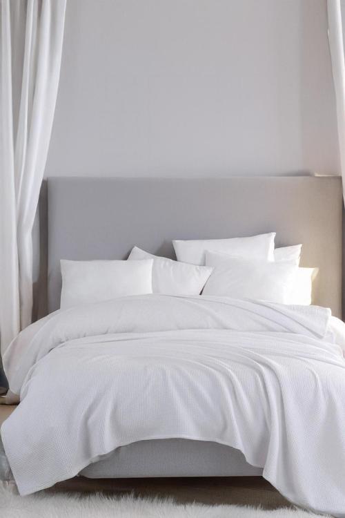 Ecocel Pike Örtü Çift Kişilik 200x230cm Karde Beyaz