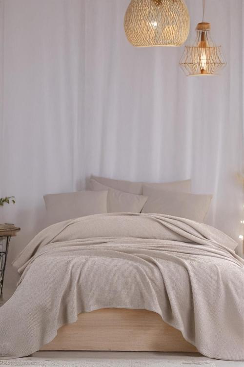 Ecocel Pike Örtü Çift Kişilik 200x230cm Karde Vizon Gri