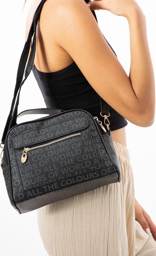 Kadın 3 Bölmeli Uzun Askılı El Ve Omuz Çanta Çapraz Çanta Siyah