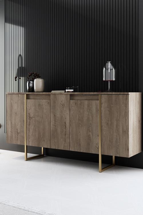 Luxe Gold Demir Ayaklı Ceviz Konsol