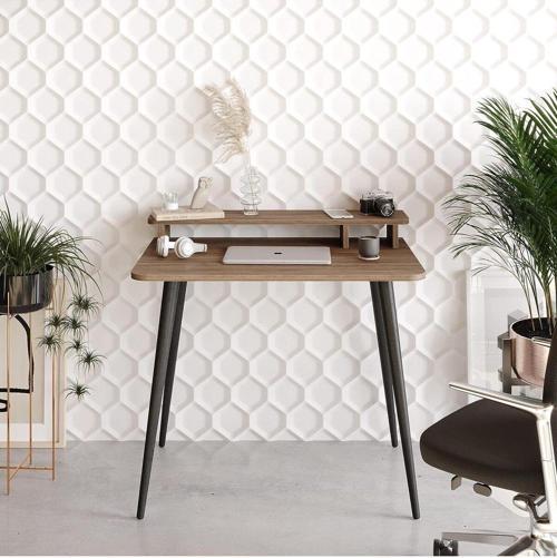 Bellini Çalışma Masası - Ceviz / Ahşap Ayak - 90 Cm