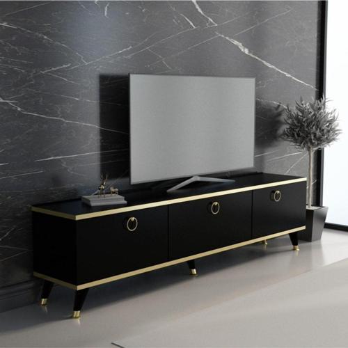 Tv Ünitesi 150 Cm Siyah - Altın