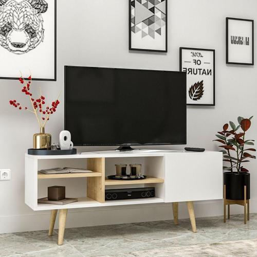 Luissa Ahşap Ayaklı Tv Ünitesi 120 Cm Beyaz