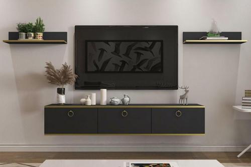 Bella Tv Ünitesi 150 Cm Antrasit-Altın