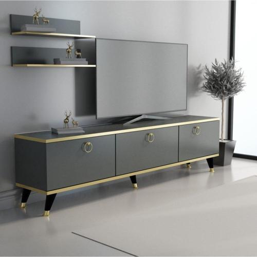 Antrasit Altın Elite Gold Tv Ünitesi 180 Cm Z2003