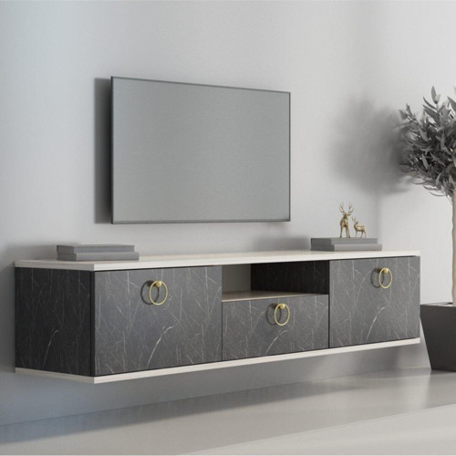 Wall Tv Ünitesi 150 Cm Beyaz - Bendir Mermer