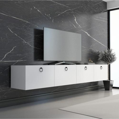 Hamper Tv Ünitesi Beyaz 180 Cm Siyah Kulp