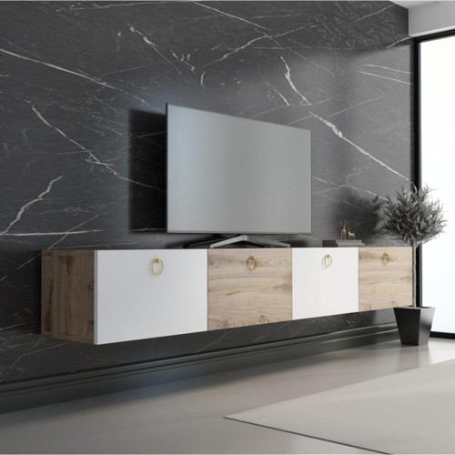 Hamper Tv Ünitesi Çırağan-Beyaz Gold 180 Cm