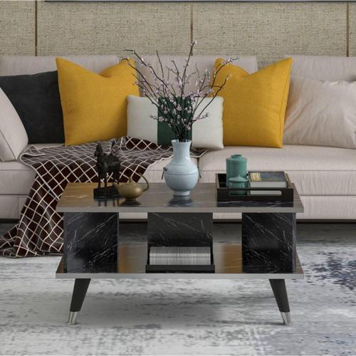Galipol Orta Sehpa 80 Cm Bendır Mermer - Gümüş