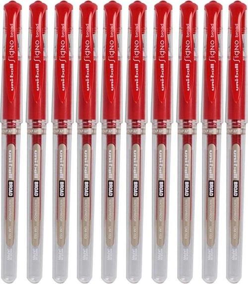 Kırmızı İmza Kalemi 10 Adet Uniball Signo Broad 1.0 mm Roller Pilot Kalem Um-153 Roller Uçlu Likit Mürekkepli Kalem