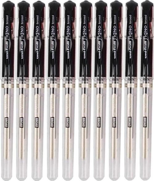 Siyah İmza Kalemi 10 Adet Uniball Signo Broad 1.0 mm Roller Pilot Kalem Um-153 Roller Uçlu Likit Mürekkepli Pilot Kalem