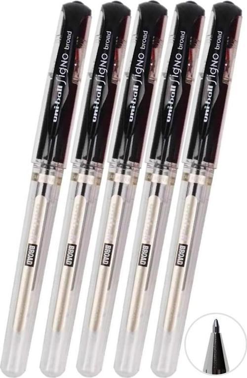 Siyah İmza Kalemi 5 Adet Uniball Signo Broad 1.0 mm Roller Pilot Kalem Um-153 Roller Uçlu Likit Mürekkepli Pilot Kalem