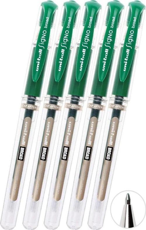 Yeşil İmza Kalemi 5 Adet Uniball Signo Broad 1.0 mm Roller Pilot Kalem Um-153 Roller Uçlu Likit Mürekkepli Pilot Kalem